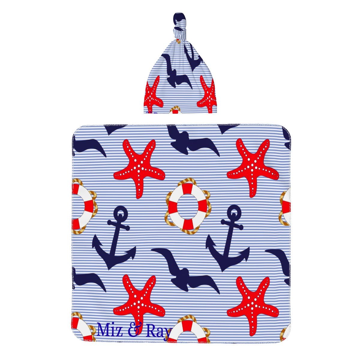Ahoy' Swaddle Blanket & Beanie Hat Set