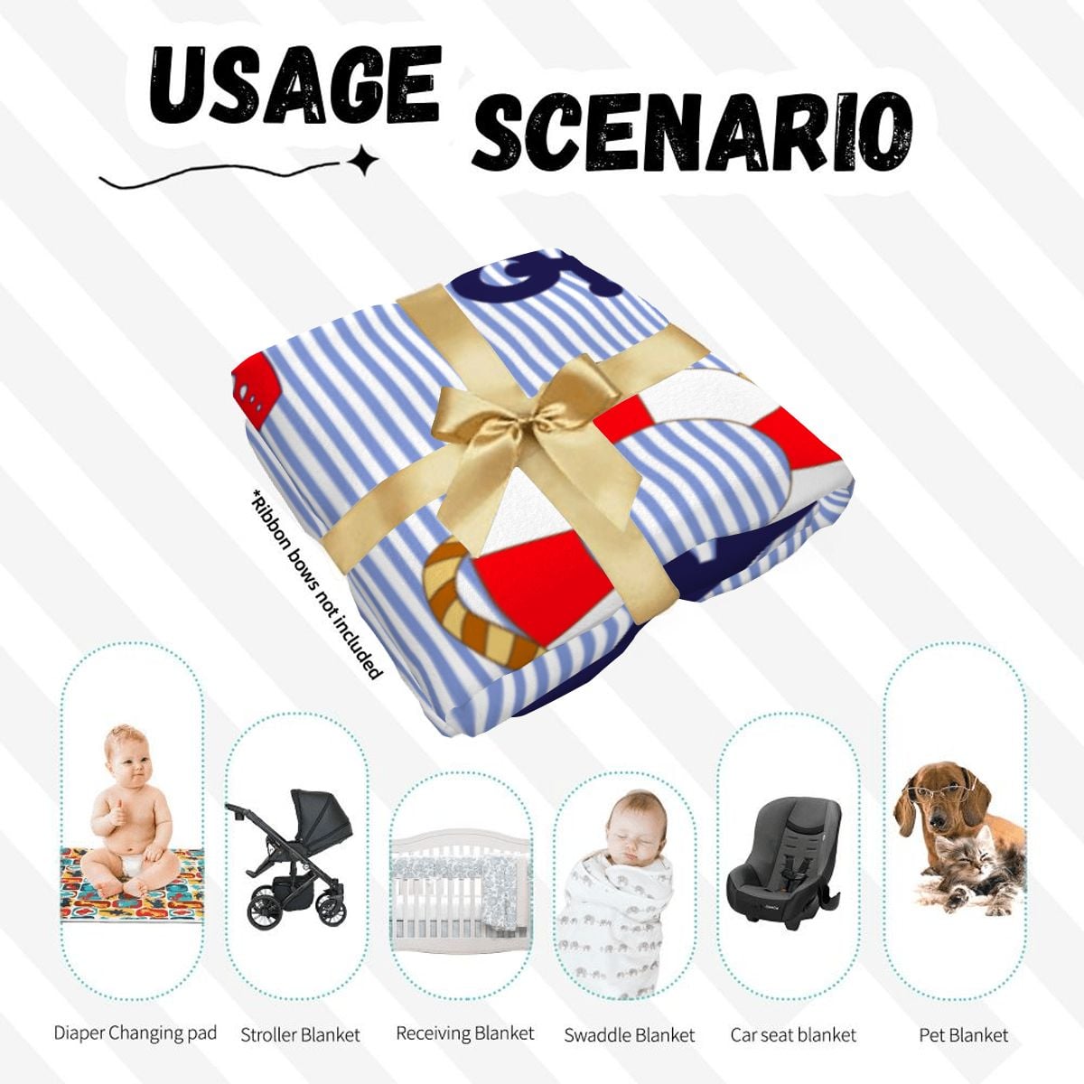 Ahoy' Swaddle Blanket & Beanie Hat Set