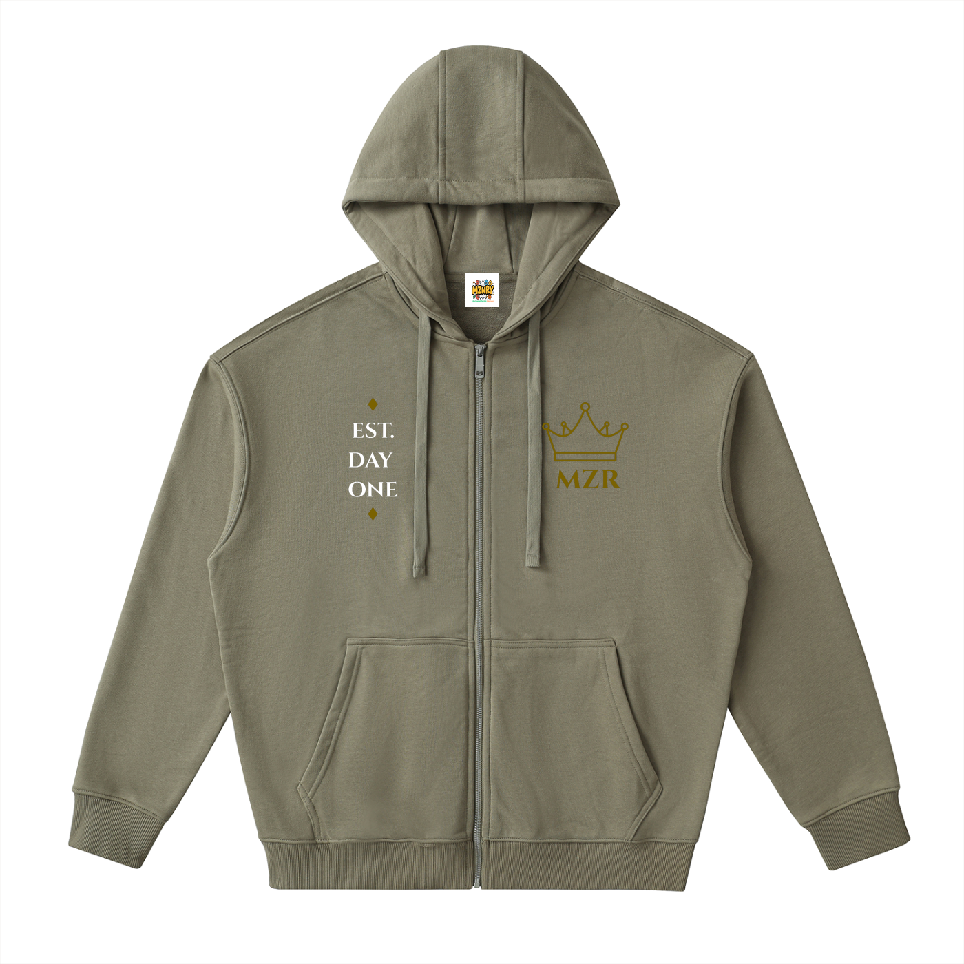 FC001| D1. GOLD| Drop-Shoulder Zip Up Hoodie