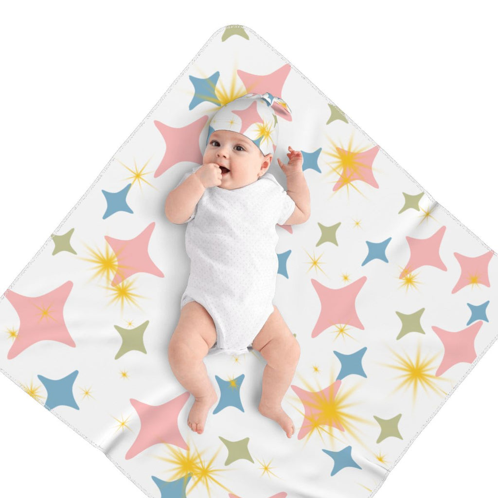 Stars Bright Baby Swaddle Blanket & Beanie Hat Set | 0–6 Months