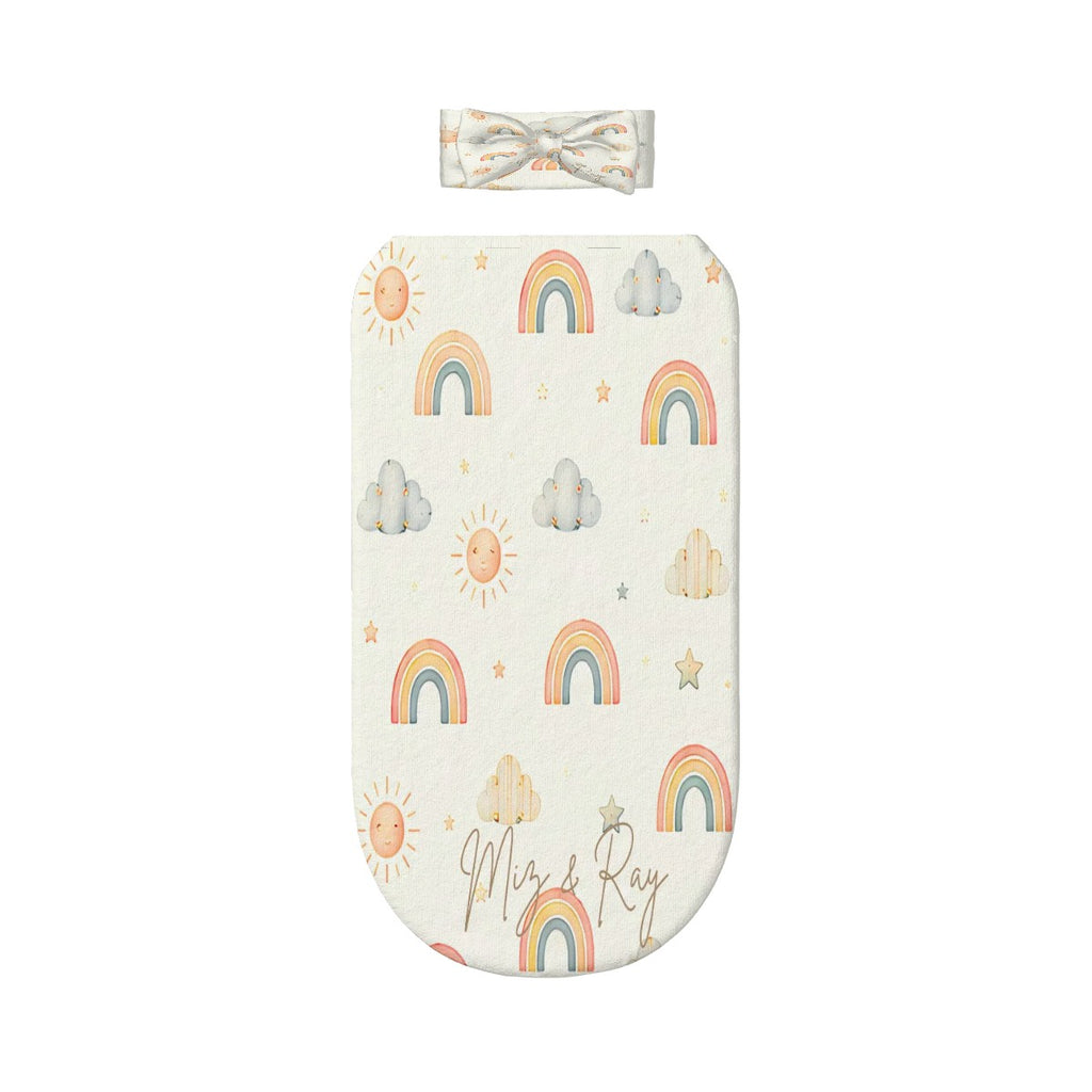 Rainbow Baby Swaddle Sack with Bow Headband | 0–6 Months