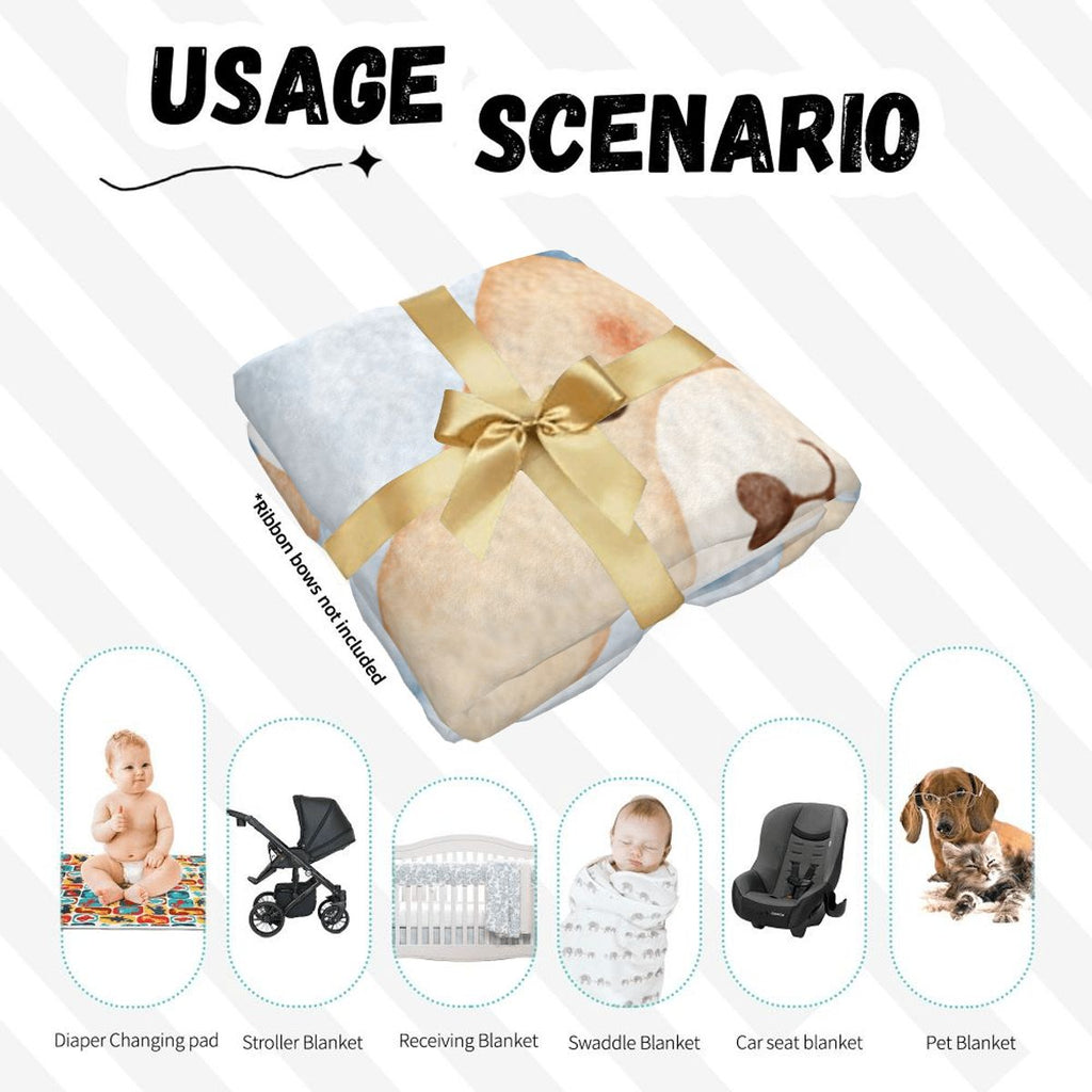 Blue Bear Baby Swaddle Blanket & Beanie Hat Set | 0–6 Months