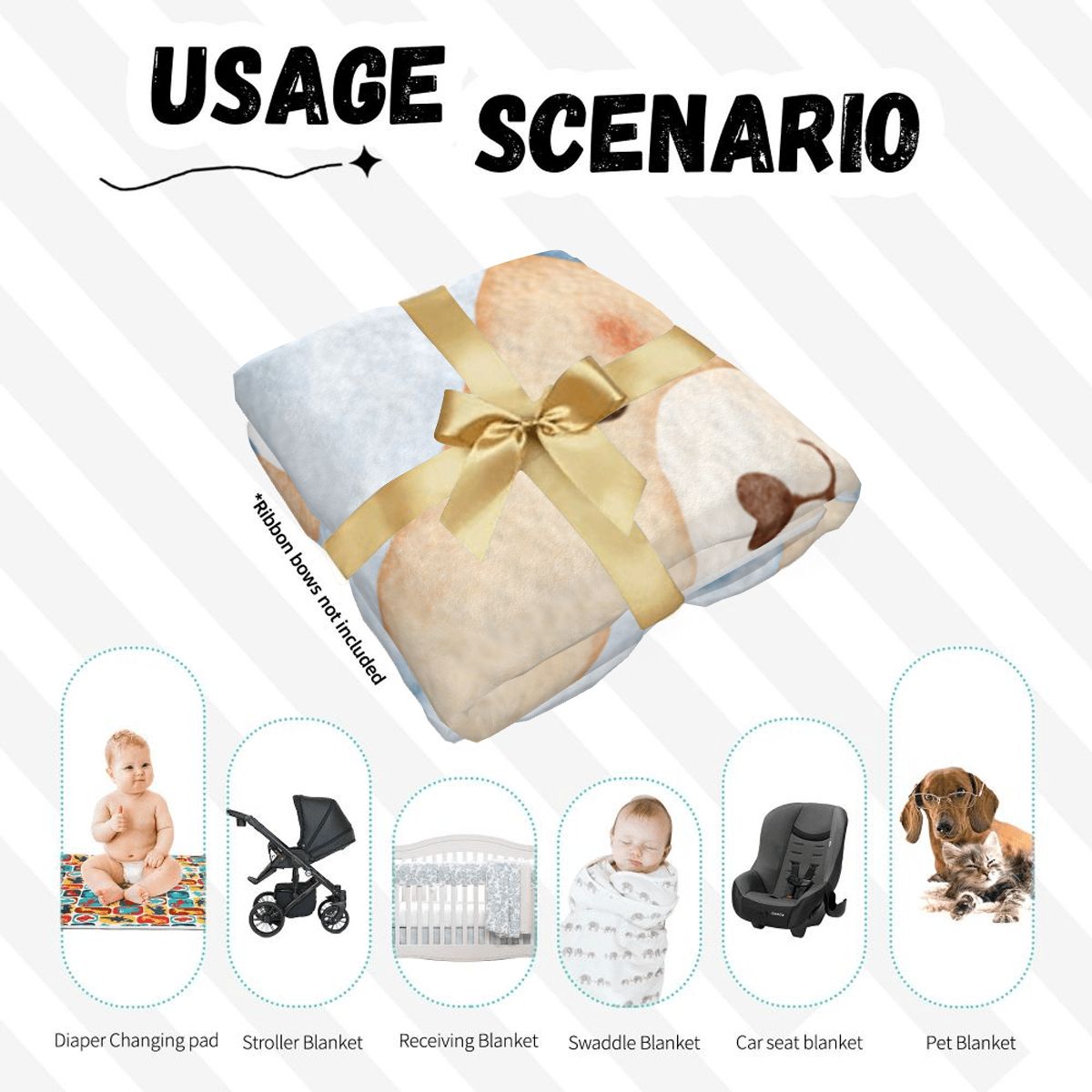 Blue Bear Baby Swaddle Blanket & Beanie Hat Set | 0–6 Months