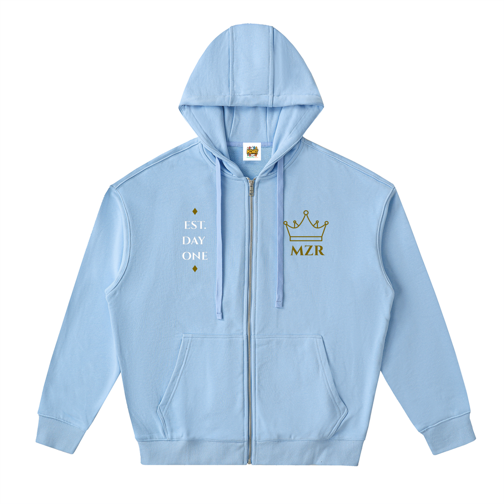 FC001| D1. GOLD| Drop-Shoulder Zip Up Hoodie