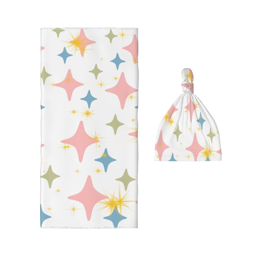 Stars Bright Baby Swaddle Blanket & Beanie Hat Set | 0–6 Months