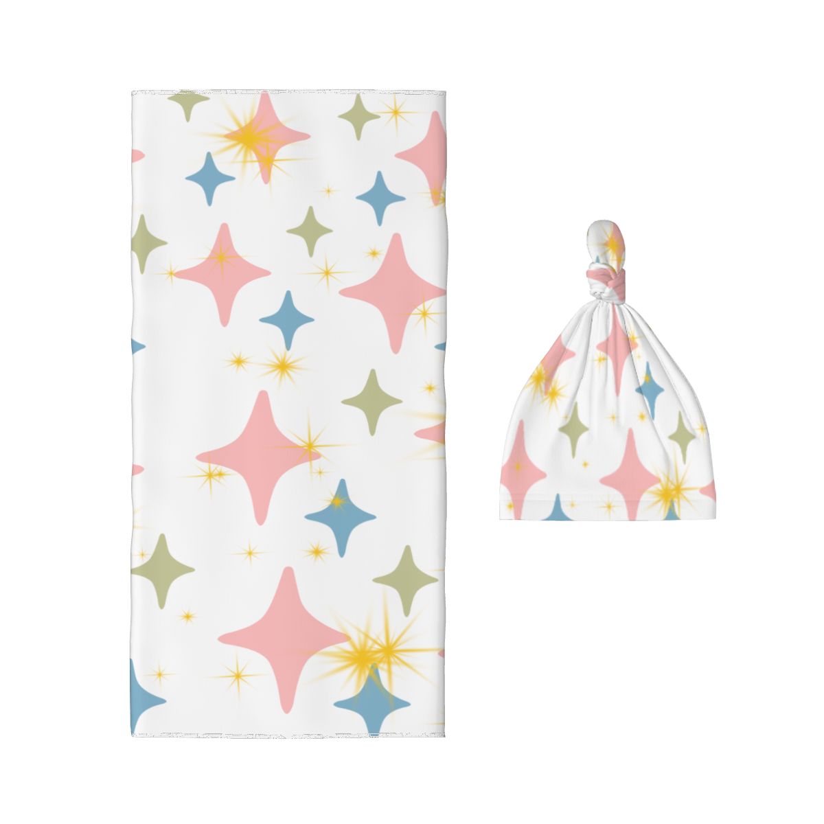 Stars Bright Baby Swaddle Blanket & Beanie Hat Set | 0–6 Months